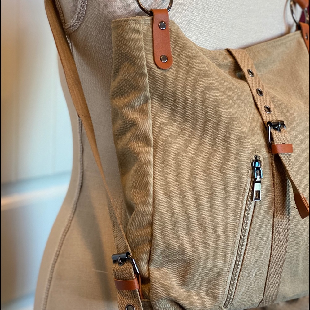 New! Durable Square Canvas Buckle Backpack - image 7